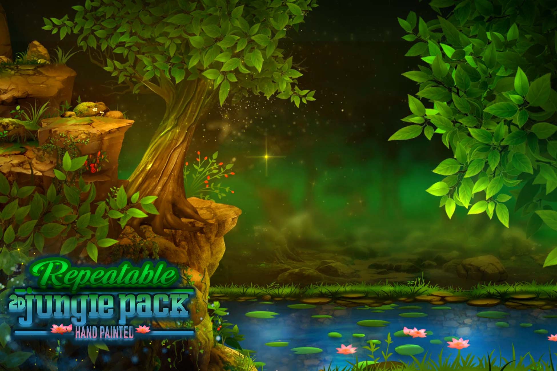 2D jungle game art cover